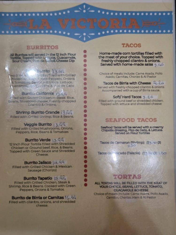 La Victoria Mexican Restaurant Menu image 2