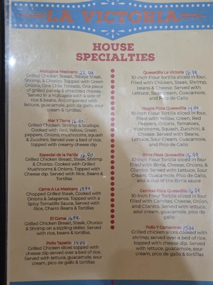 La Victoria Mexican Restaurant Menu image 3